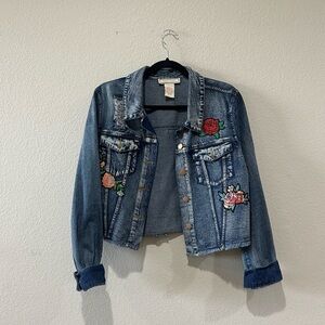 Flying tomato denim distressed jean jacket - women’s large